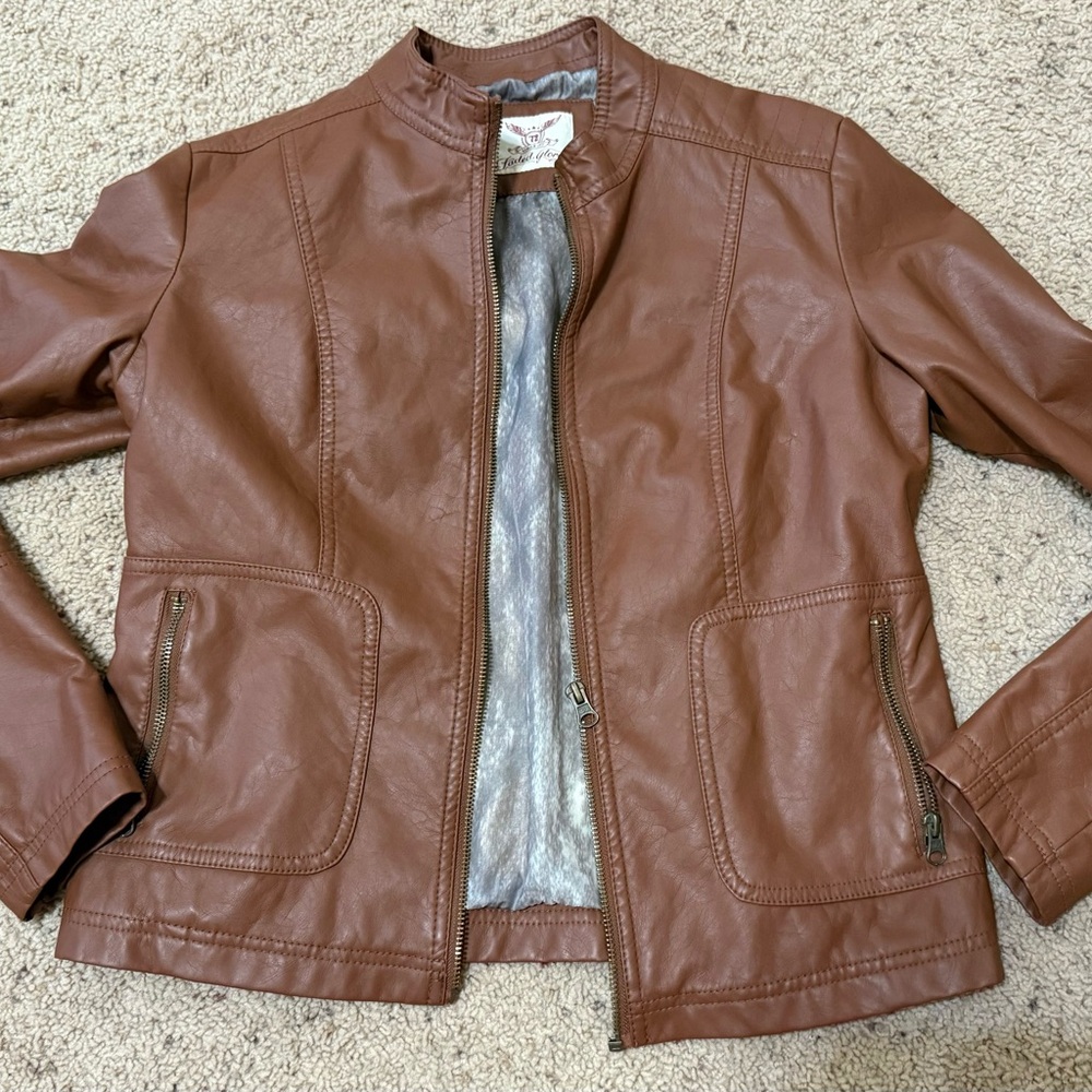 Brown Faux Leather Jacket